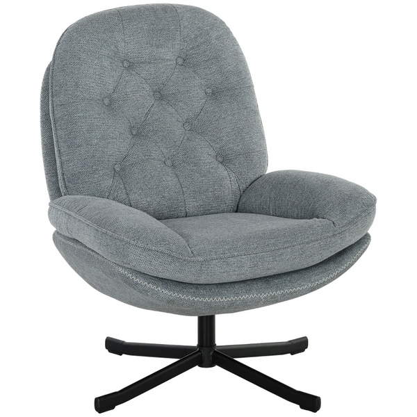 Grey Chenille Armchair w/ 360-Degree Swivel, Wide Padded Seat, and Water-Repellent Upholstery - Perfect for Living Room, Bedroom, Office - Premium  from Home Treasures - Just £219.99! Shop now at Home Treasures