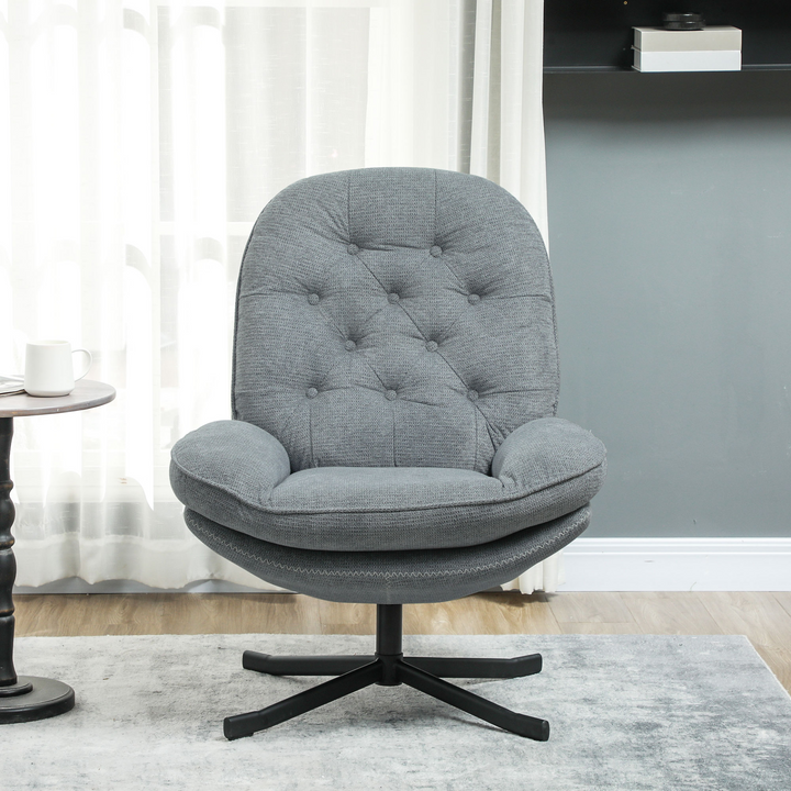 Grey Chenille Armchair with 360-Degree Swivel, Wide Padded Seat, and Water-Repellent Upholstery - Perfect for Living Room, Bedroom, Office - Premium  from Home Treasures - Just £219.99! Shop now at Home Treasures