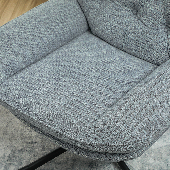 Grey Chenille Armchair with 360-Degree Swivel, Wide Padded Seat, and Water-Repellent Upholstery - Perfect for Living Room, Bedroom, Office - Premium  from Home Treasures - Just £219.99! Shop now at Home Treasures