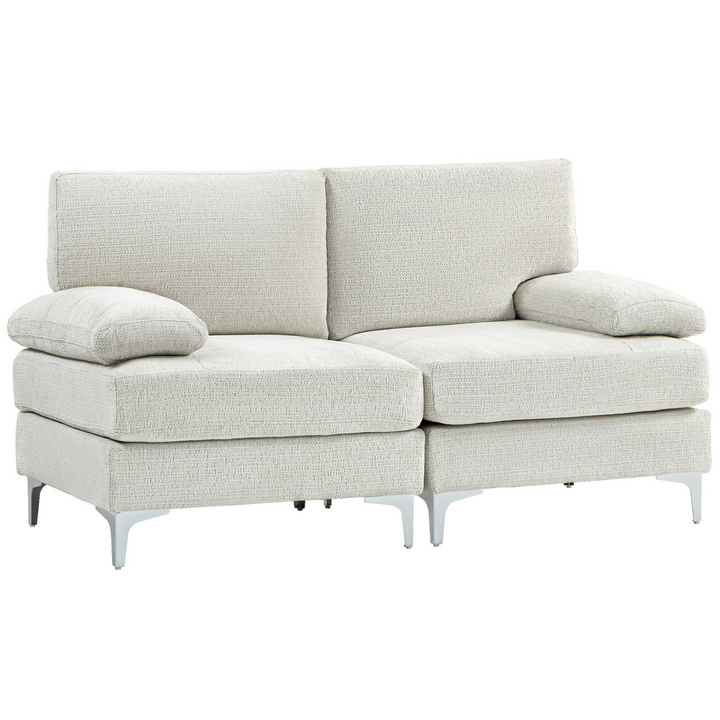 Elegant Cream White 2 Seater Sofa - Modern Fabric Loveseat with Spring Cushion & Metal Legs - Premium  from Home Treasures - Just £398.99! Shop now at Home Treasures