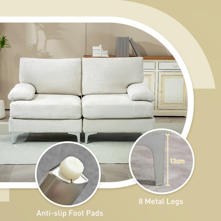 Elegant Cream White 2 Seater Sofa - Modern Fabric Loveseat with Spring Cushion & Metal Legs - Premium  from Home Treasures - Just £398.99! Shop now at Home Treasures