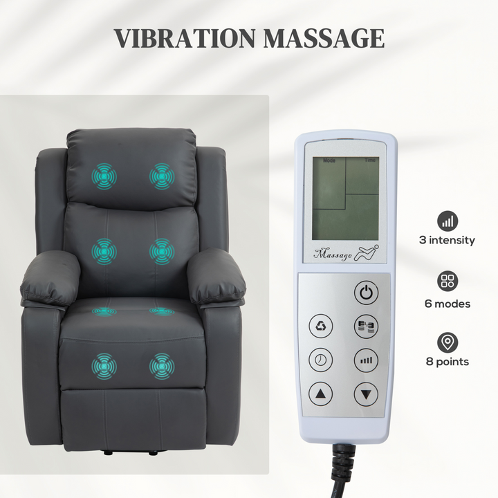 Electric Power Lift Recliner Chair with Vibration Massage, Remote Control, and Side Pocket - Dark Grey - Premium  from Home Treasures - Just £453.99! Shop now at Home Treasures