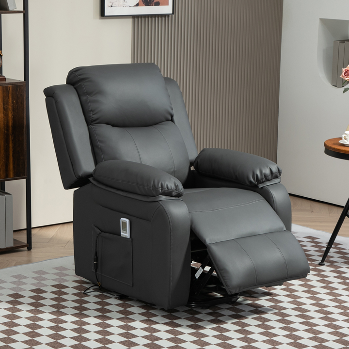 Electric Power Lift Recliner Chair with Vibration Massage, Remote Control, and Side Pocket - Dark Grey - Premium  from Home Treasures - Just £453.99! Shop now at Home Treasures