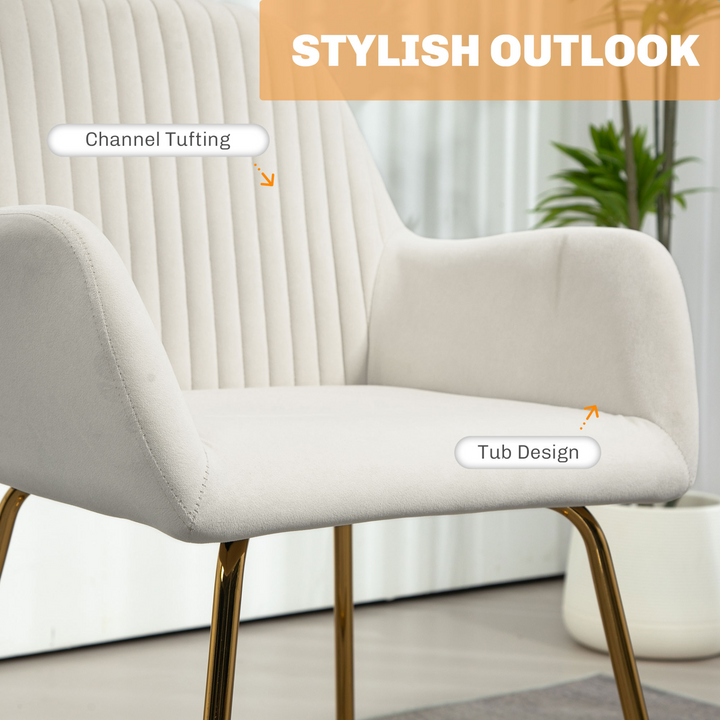 Modern Cream White Upholstered Accent Arm Chair with Metal Base - Comfortable & Stylish for Living Room - Premium  from Home Treasures - Just £118.99! Shop now at Home Treasures