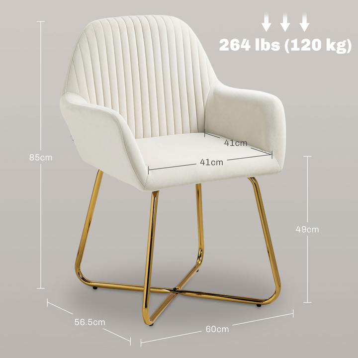 Modern Cream White Upholstered Accent Arm Chair with Metal Base - Comfortable & Stylish for Living Room - Premium  from Home Treasures - Just £118.99! Shop now at Home Treasures