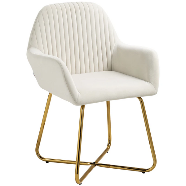 Modern Cream White Upholstered Accent Arm Chair w/ a Metal Base - Comfortable & Stylish for Living Room - Premium  from Home Treasures - Just £118.99! Shop now at Home Treasures