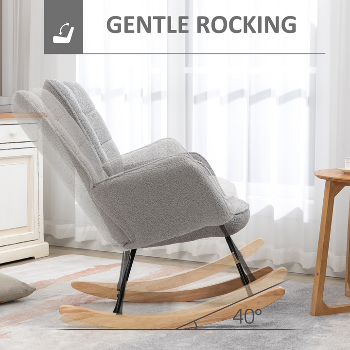 Berber Fleece Nursery Glider Rocker - Cozy Wingback Rocking Chair for Nursing & Living Room - Light Grey - Premium  from Home Treasures - Just £178.99! Shop now at Home Treasures