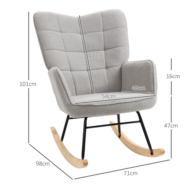 Berber Fleece Nursery Glider Rocker - Cozy Wingback Rocking Chair for Nursing & Living Room - Light Grey - Premium  from Home Treasures - Just £178.99! Shop now at Home Treasures