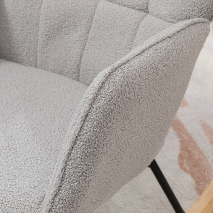 Berber Fleece Nursery Glider Rocker - Cozy Wingback Rocking Chair for Nursing & Living Room - Light Grey - Premium  from Home Treasures - Just £178.99! Shop now at Home Treasures