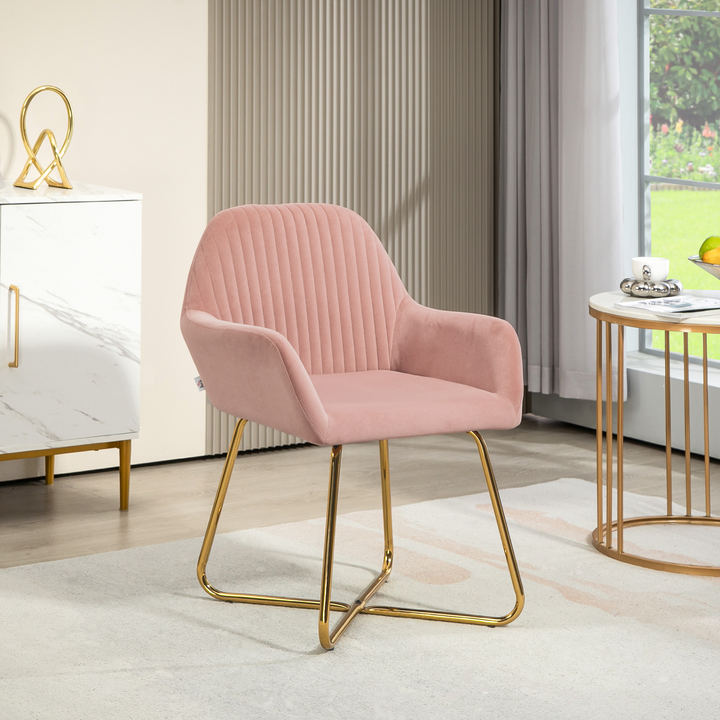 Modern Pink Upholstered Arm Chair with Metal Base - Stylish Accent Chair for Living Room - Premium  from Home Treasures - Just £118.99! Shop now at Home Treasures