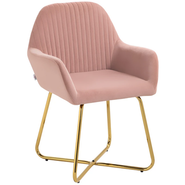 Modern Pink Upholstered Arm Chair with Metal Base - Stylish Accent Chair for Living Room - Premium  from Home Treasures - Just £118.99! Shop now at Home Treasures