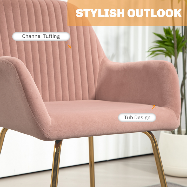 Modern Pink Upholstered Arm Chair with Metal Base - Stylish Accent Chair for Living Room - Premium  from Home Treasures - Just £118.99! Shop now at Home Treasures