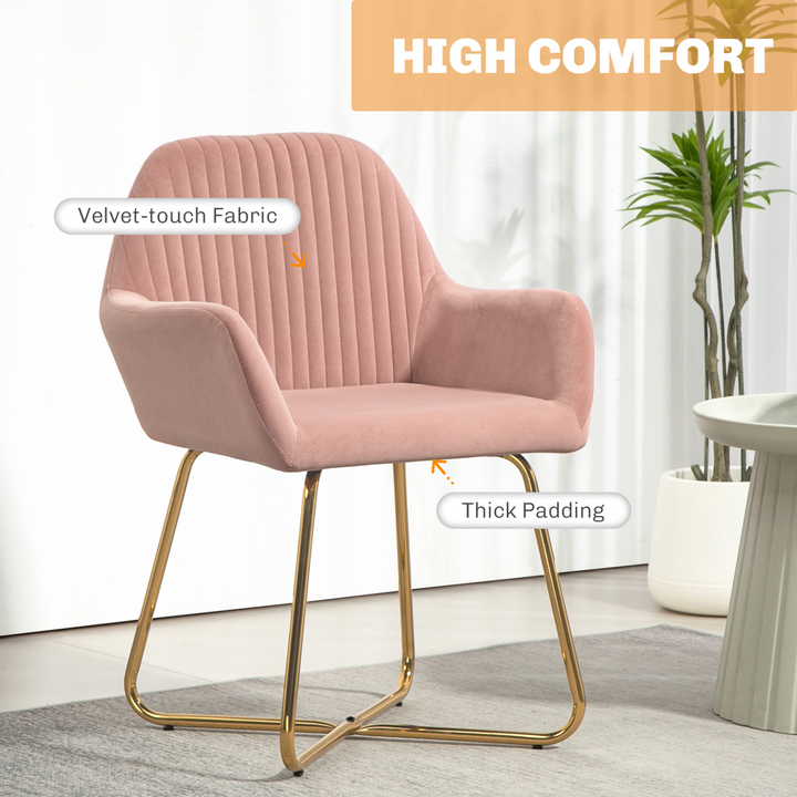 Modern Pink Upholstered Arm Chair with Metal Base - Stylish Accent Chair for Living Room - Premium  from Home Treasures - Just £118.99! Shop now at Home Treasures