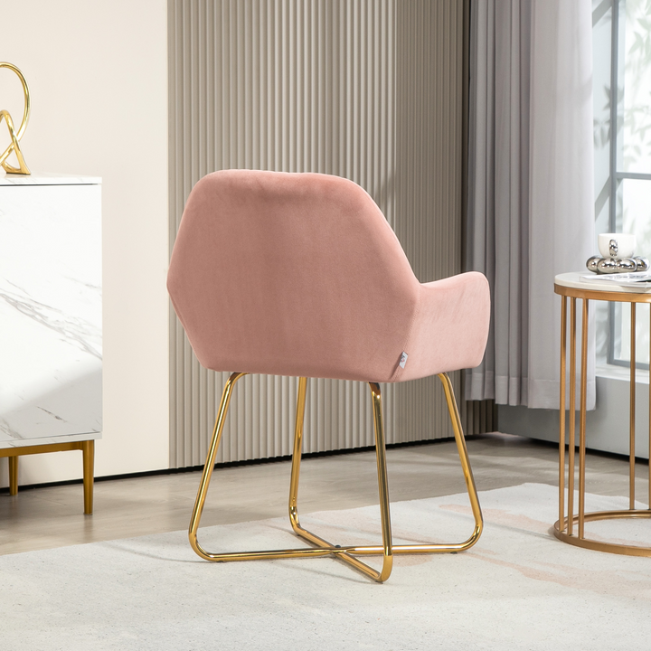 Modern Pink Upholstered Arm Chair with Metal Base - Stylish Accent Chair for Living Room - Premium  from Home Treasures - Just £118.99! Shop now at Home Treasures