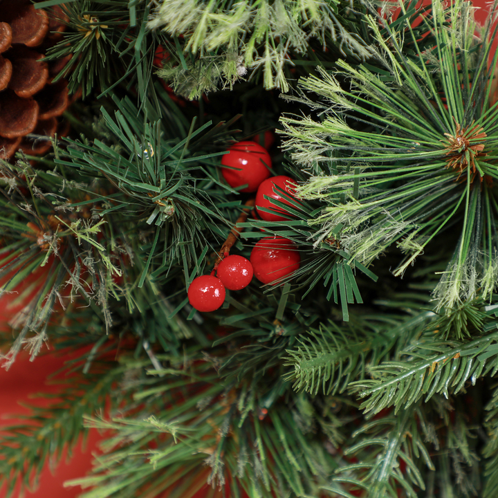 Pre-Lit Christmas Wreath with LED Lights, Pine Cones & Red Berries - Perfect Winter Holiday Decoration for Front Door, Windows & Walls - Premium  from Home Treasures - Just £41.99! Shop now at Home Treasures