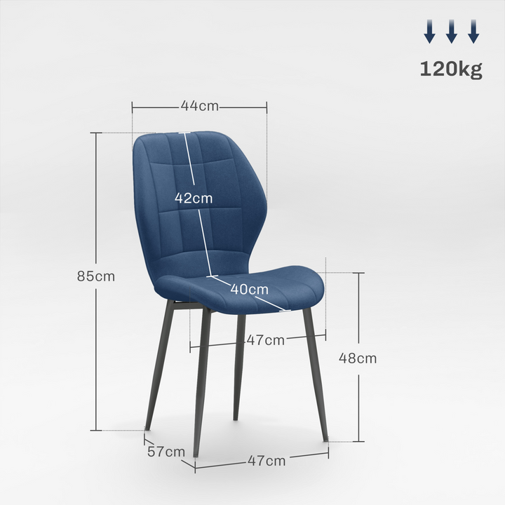 Dark Blue Flannel Tub Dining Chairs (Set of 4) - Modern, Armless & Comfortable - Premium  from Home Treasures - Just £178.99! Shop now at Home Treasures