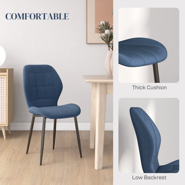 Dark Blue Flannel Tub Dining Chairs (Set of 4) - Modern, Armless & Comfortable - Premium  from Home Treasures - Just £178.99! Shop now at Home Treasures