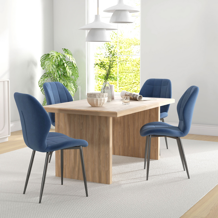 Dark Blue Flannel Tub Dining Chairs (Set of 4) - Modern, Armless & Comfortable - Premium  from Home Treasures - Just £178.99! Shop now at Home Treasures