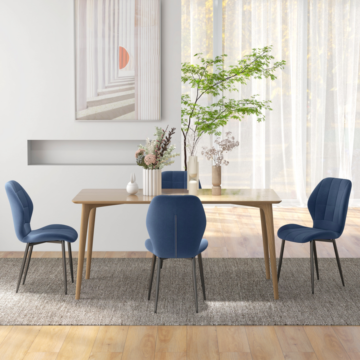 Dark Blue Flannel Tub Dining Chairs (Set of 4) - Modern, Armless & Comfortable - Premium  from Home Treasures - Just £178.99! Shop now at Home Treasures