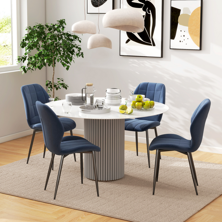 Dark Blue Flannel Tub Dining Chairs (Set of 4) - Modern, Armless & Comfortable - Premium  from Home Treasures - Just £178.99! Shop now at Home Treasures