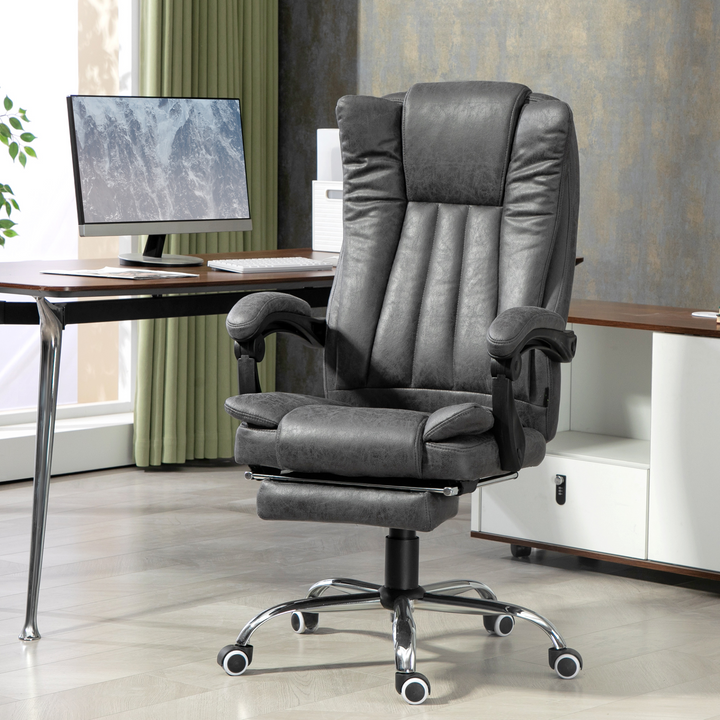 Vinsetto Six-Point Massage Chair with Heat and Footrest, Dark Grey - Ultimate Comfort for Your Office - Premium  from Home Treasures - Just £178.99! Shop now at Home Treasures