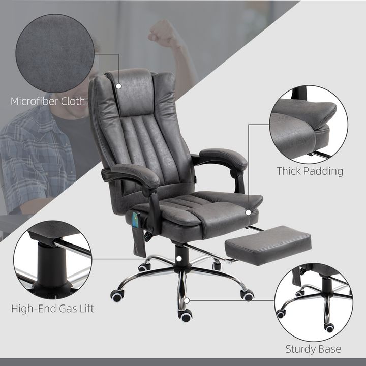 Vinsetto Six-Point Massage Chair with Heat and Footrest, Dark Grey - Ultimate Comfort for Your Office - Premium  from Home Treasures - Just £178.99! Shop now at Home Treasures