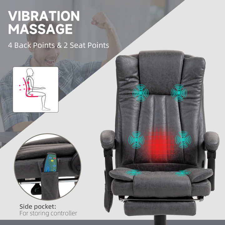 Vinsetto Six-Point Massage Chair with Heat and Footrest, Dark Grey - Ultimate Comfort for Your Office - Premium  from Home Treasures - Just £178.99! Shop now at Home Treasures