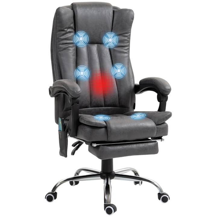 Vinsetto Six-Point Massage Chair with Heat and Footrest, Dark Grey - Ultimate Comfort for Your Office - Premium  from Home Treasures - Just £178.99! Shop now at Home Treasures