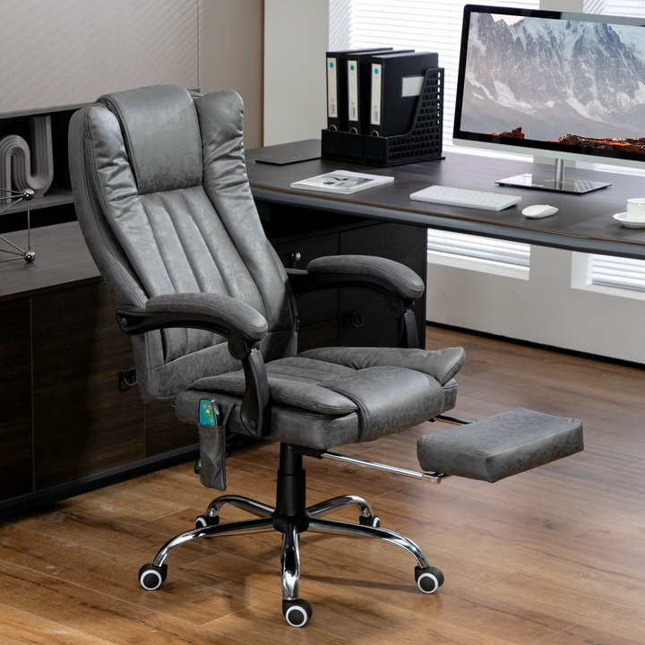 Vinsetto Six-Point Massage Chair with Heat and Footrest, Dark Grey - Ultimate Comfort for Your Office - Premium  from Home Treasures - Just £178.99! Shop now at Home Treasures