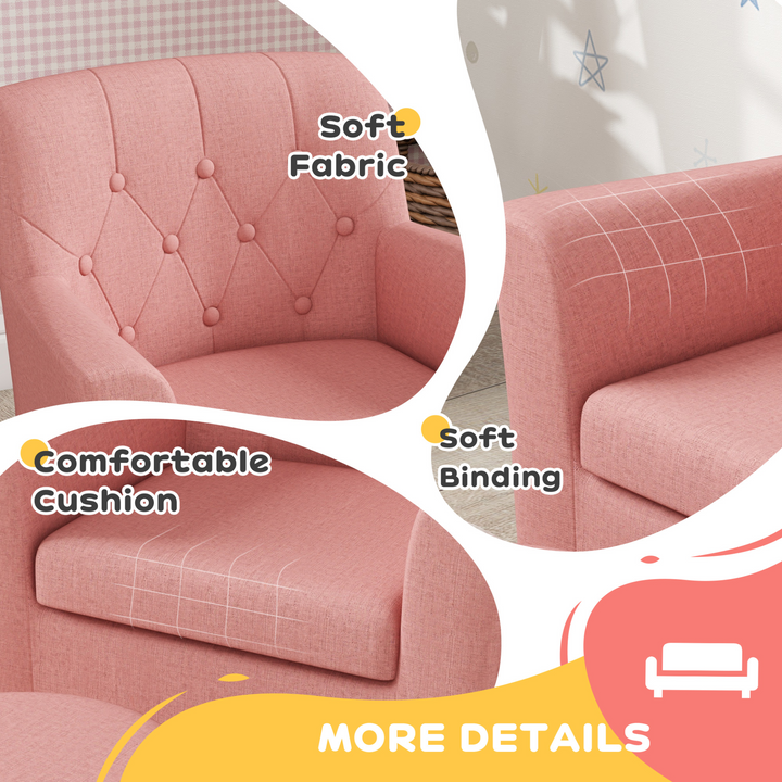 AIYAPLAY 2PCs Kids Sofa Set with Footrest - Cozy Pink Armchair and Ottoman for Playroom & Bedroom - Premium  from Home Treasures - Just £89.99! Shop now at Home Treasures