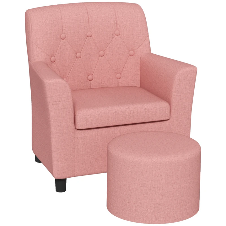 AIYAPLAY 2PCs Kids Sofa Set with Footrest - Cozy Pink Armchair and Ottoman for Playroom & Bedroom - Premium  from Home Treasures - Just £89.99! Shop now at Home Treasures