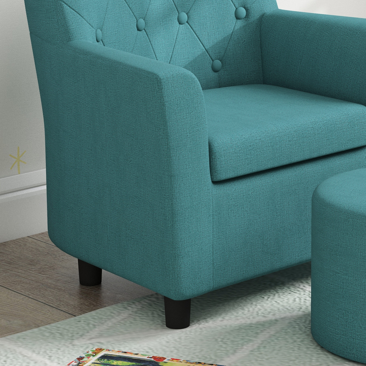 AIYAPLAY Kids Sofa Set - 2PCs Toddler Armchair & Ottoman for Playroom & Bedroom, Blue - Premium  from Home Treasures - Just £90.99! Shop now at Home Treasures