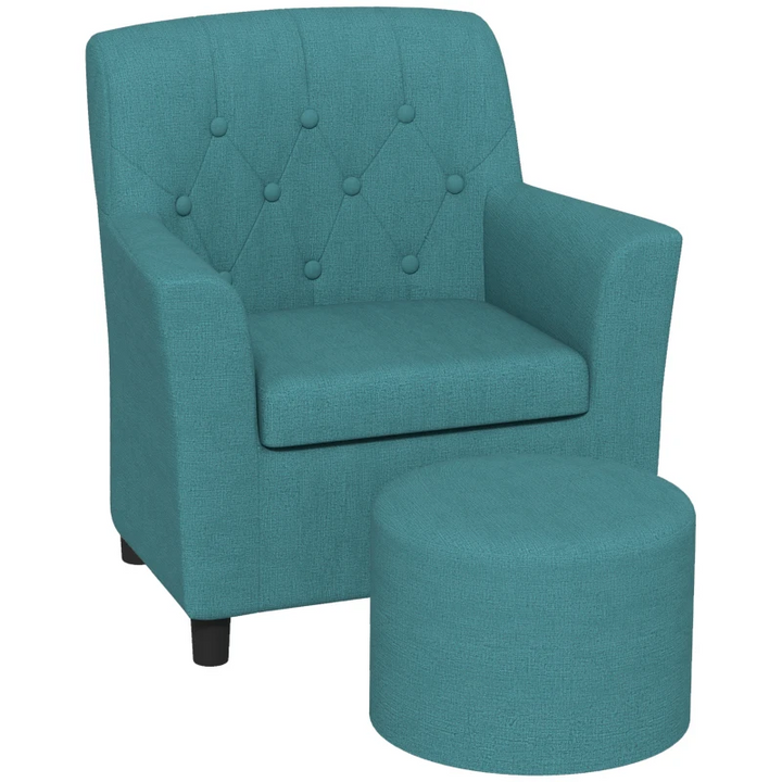 AIYAPLAY Kids Sofa Set - 2PCs Toddler Armchair & Ottoman for Playroom & Bedroom, Blue - Premium  from Home Treasures - Just £90.99! Shop now at Home Treasures