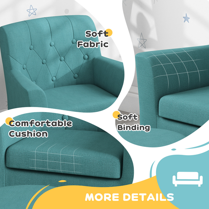 AIYAPLAY Kids Sofa Set - 2PCs Toddler Armchair & Ottoman for Playroom & Bedroom, Blue - Premium  from Home Treasures - Just £90.99! Shop now at Home Treasures