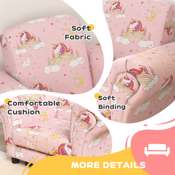 AIYAPLAY Kids Sofa Set - 2 Piece Unicorn Design, Comfy Armchair & Stool for Toddlers, Ages 1.5-3, Pink - Premium  from Home Treasures - Just £78.99! Shop now at Home Treasures