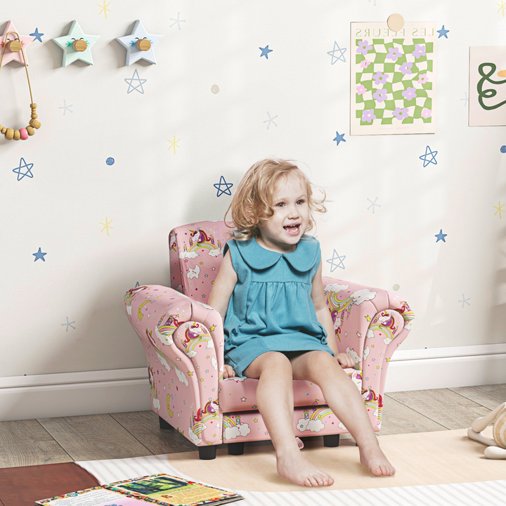 AIYAPLAY Kids Sofa Set - 2 Piece Unicorn Design, Comfy Armchair & Stool for Toddlers, Ages 1.5-3, Pink - Premium  from Home Treasures - Just £78.99! Shop now at Home Treasures