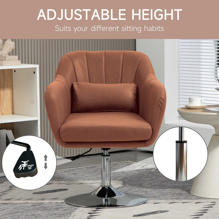 Modern Swivel Accent Chair for Living Room - Adjustable Height, Thick Cushions, and Lumbar Support - Versatile Vanity Armchair for Bedroom or Office, Brown - Premium  from Home Treasures - Just £123.99! Shop now at Home Treasures