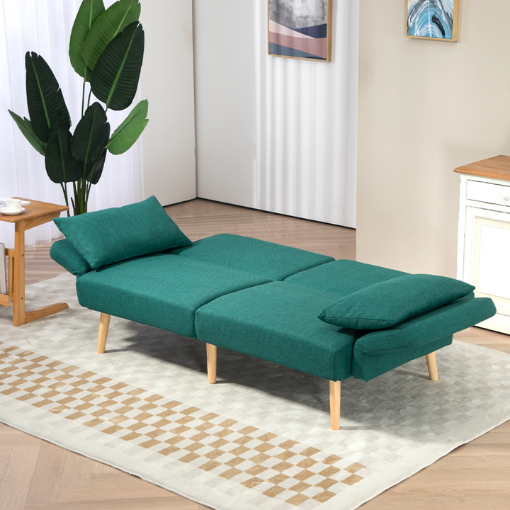 Green 2/3 Seater Convertible Sofa Bed with Cushions – Stylish & Versatile Fabric Sofa Couch for Living and Guest Rooms - Premium  from Home Treasures - Just £309.99! Shop now at Home Treasures