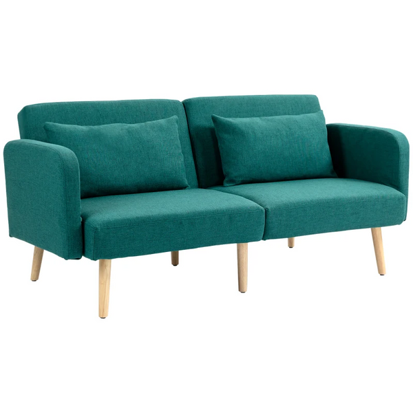 Green 2/3 Seater Convertible Sofa Bed w/ Cushions – Stylish & Versatile Fabric Sofa Couch for Living and Guest Rooms - Premium  from Home Treasures - Just £309.99! Shop now at Home Treasures