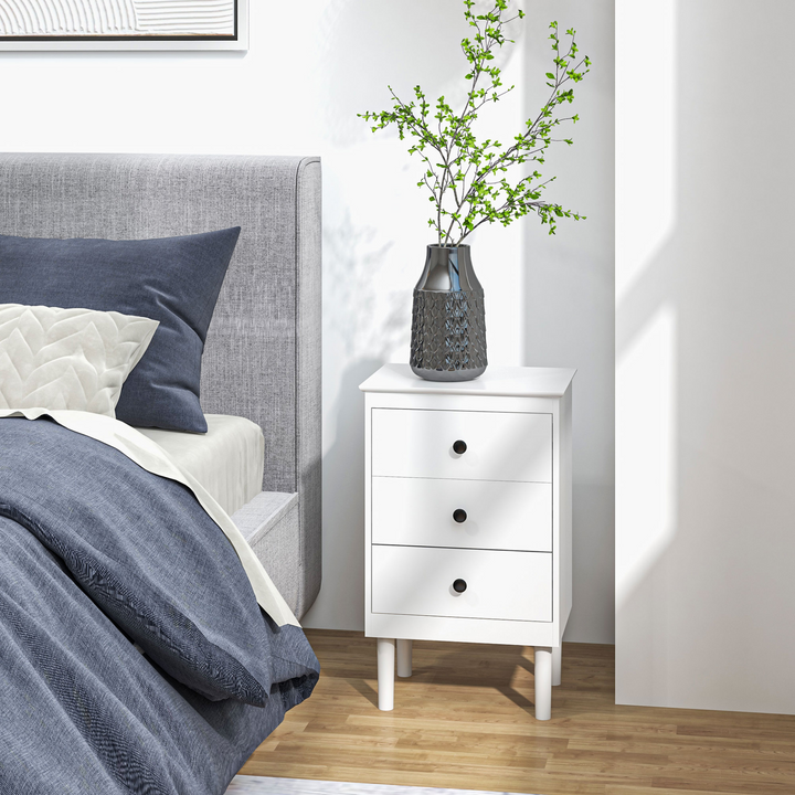 Set of 2 Modern Bedside Tables - Sleek White Nightstands with 3 Drawers - Ideal for Bedroom or Living Room - 40x30x64cm - Premium  from Home Treasures - Just £119.99! Shop now at Home Treasures