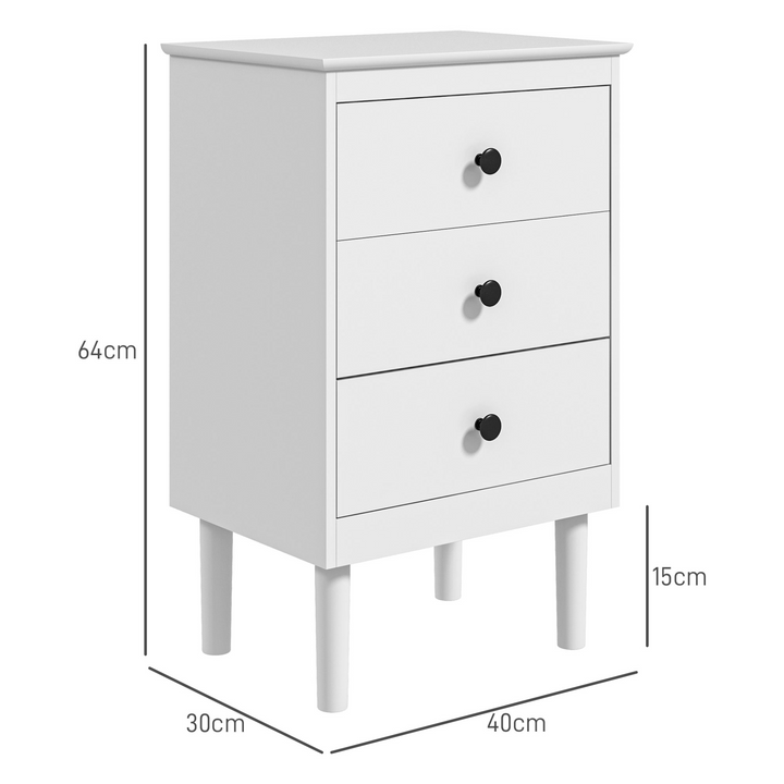 Set of 2 Modern Bedside Tables - Sleek White Nightstands with 3 Drawers - Ideal for Bedroom or Living Room - 40x30x64cm - Premium  from Home Treasures - Just £119.99! Shop now at Home Treasures