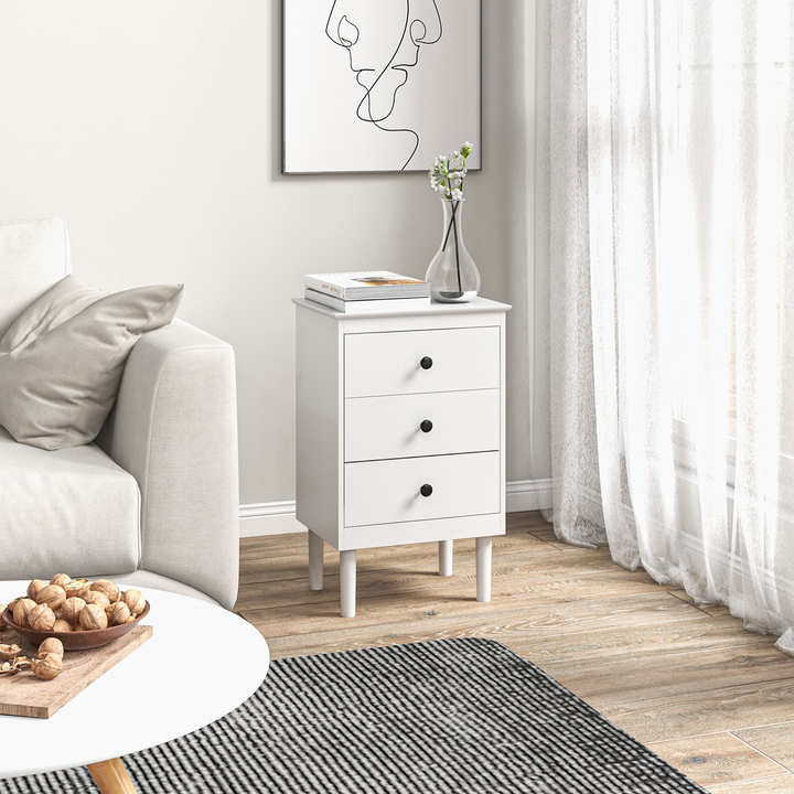 Set of 2 Modern Bedside Tables - Sleek White Nightstands with 3 Drawers - Ideal for Bedroom or Living Room - 40x30x64cm - Premium  from Home Treasures - Just £119.99! Shop now at Home Treasures