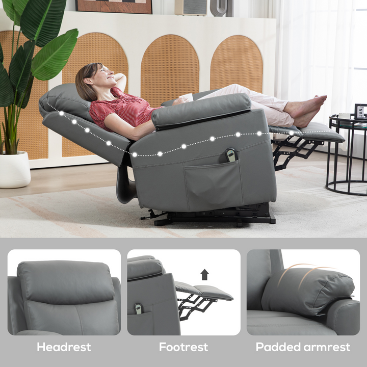 Riser Recliner Chair - Power Lift Chair for Elderly with Remote Control, Comfortable Charcoal Grey Recliner with Side Pockets - Premium  from Home Treasures - Just £439.99! Shop now at Home Treasures