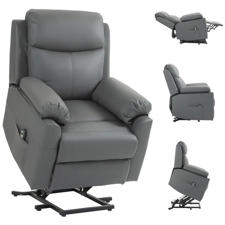 Riser Recliner Chair - Power Lift Chair for Elderly with Remote Control, Comfortable Charcoal Grey Recliner with Side Pockets - Premium  from Home Treasures - Just £439.99! Shop now at Home Treasures