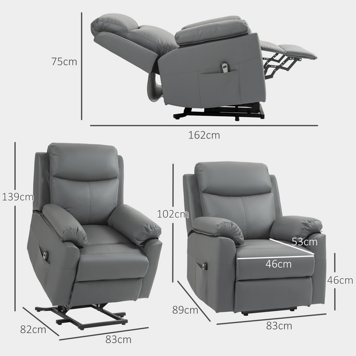 Riser Recliner Chair - Power Lift Chair for Elderly with Remote Control, Comfortable Charcoal Grey Recliner with Side Pockets - Premium  from Home Treasures - Just £439.99! Shop now at Home Treasures