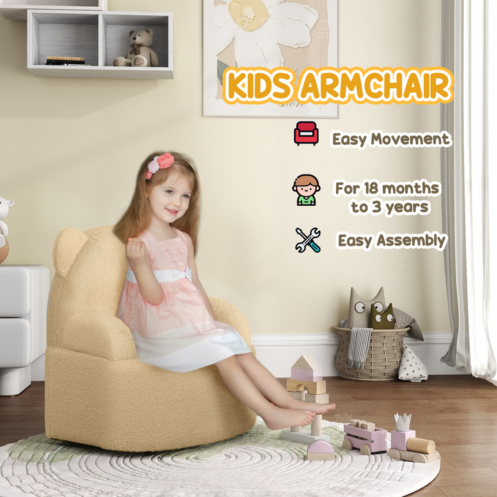 AIYAPLAY Kids Bear Shaped Sofa Armchair - Cozy Toddler Chair in Khaki for Bedroom & Playroom | Ages 18 Months to 3 Years - Premium  from Home Treasures - Just £76.99! Shop now at Home Treasures