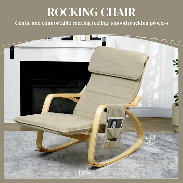 Luxurious Rocking Lounge Chair Recliner with Adjustable Footrest, Side Pocket, and Pillow - Cream White, Perfect for Relaxation - Premium  from Home Treasures - Just £120.99! Shop now at Home Treasures