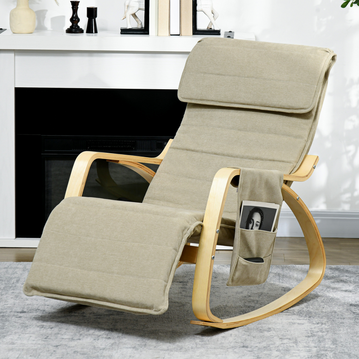 Luxurious Rocking Lounge Chair Recliner with Adjustable Footrest, Side Pocket, and Pillow - Cream White, Perfect for Relaxation - Premium  from Home Treasures - Just £120.99! Shop now at Home Treasures