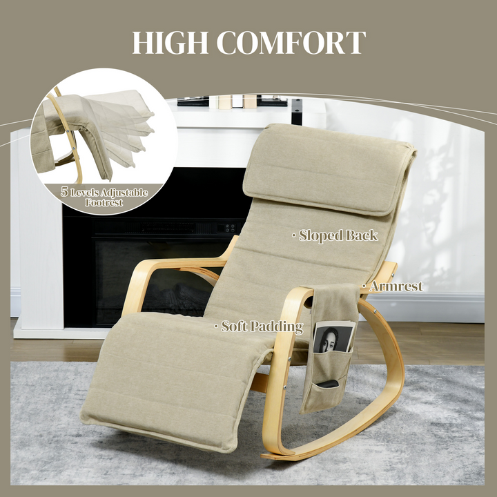 Luxurious Rocking Lounge Chair Recliner with Adjustable Footrest, Side Pocket, and Pillow - Cream White, Perfect for Relaxation - Premium  from Home Treasures - Just £120.99! Shop now at Home Treasures