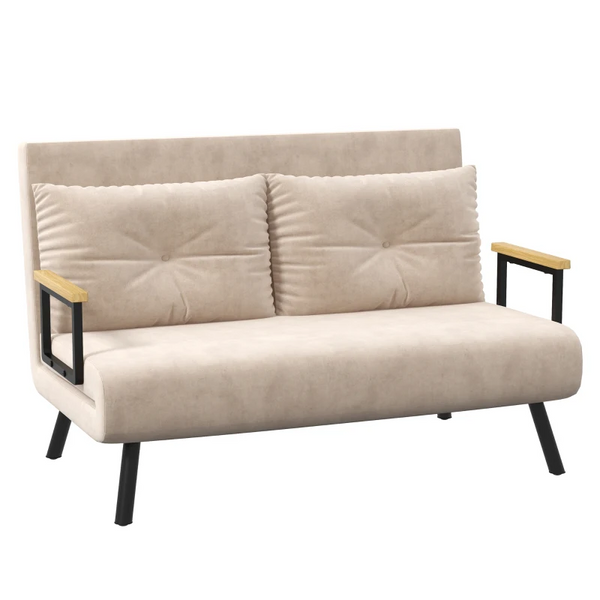 Clic Clac Sofa Bed - Convertible 2 Seater Sofa Couch w/ Cushions, Stylish Beige for Living Room & Bedroom - Premium  from Home Treasures - Just £243.99! Shop now at Home Treasures